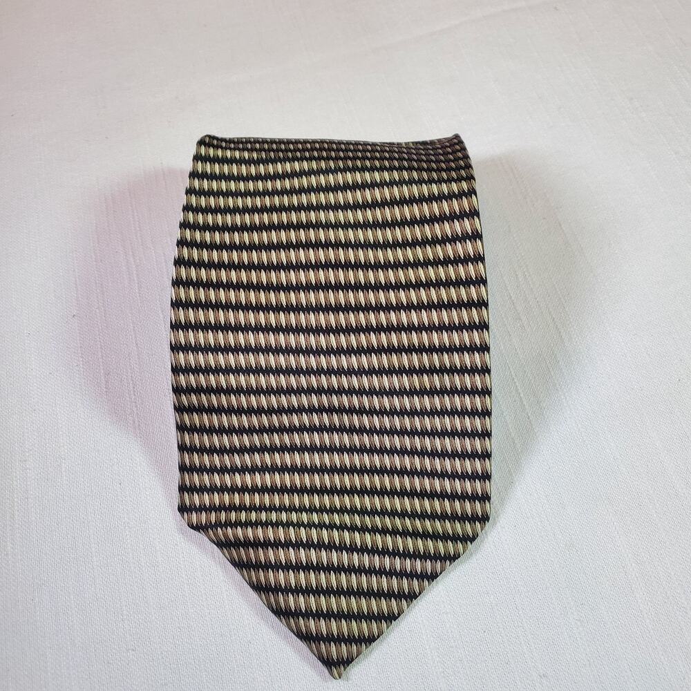 Dimoggio Mens Necktie Brown Gold Patterned Silk Suit Dress Tie Classic